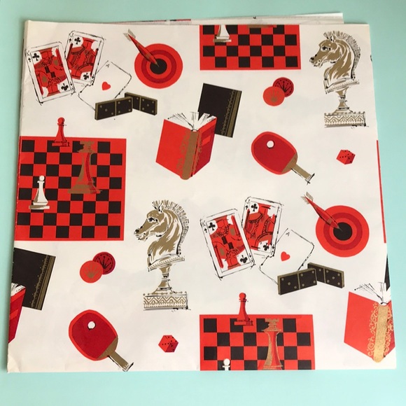 Vintage Other - Vintage 50s Gift Wrap Chess Cards Father’s Day
